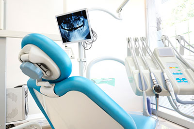 Patient chair in dentist office in Owasso, OK.